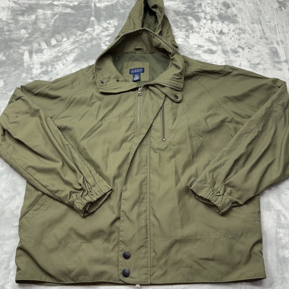 Austin Clothing Co. Men's‎ Olive Green Sailing Jacket Size Lg W/foldup hood